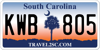 SC license plate KWB805