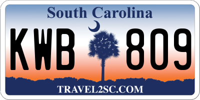 SC license plate KWB809