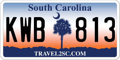 SC license plate KWB813