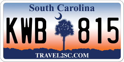 SC license plate KWB815