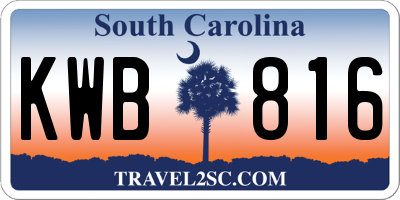 SC license plate KWB816