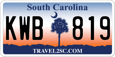 SC license plate KWB819