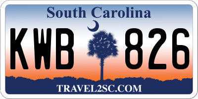 SC license plate KWB826