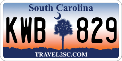 SC license plate KWB829