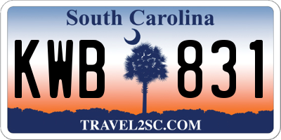 SC license plate KWB831