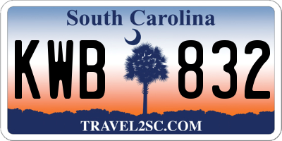 SC license plate KWB832