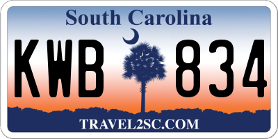 SC license plate KWB834
