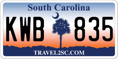 SC license plate KWB835