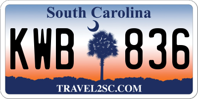 SC license plate KWB836