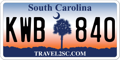 SC license plate KWB840