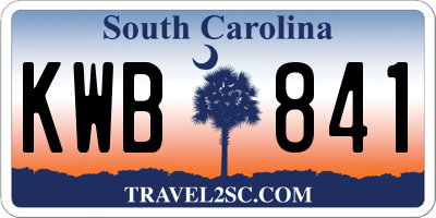 SC license plate KWB841