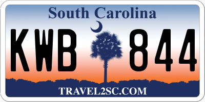 SC license plate KWB844