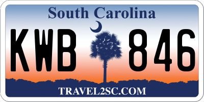 SC license plate KWB846