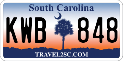 SC license plate KWB848