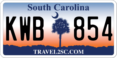 SC license plate KWB854