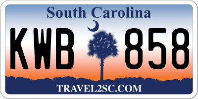 SC license plate KWB858