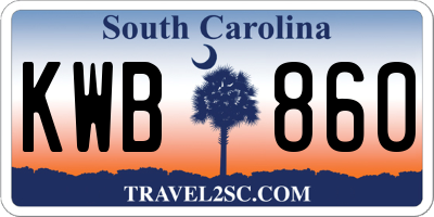 SC license plate KWB860