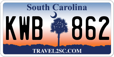 SC license plate KWB862