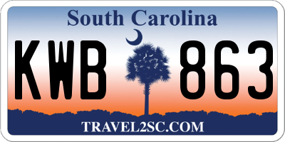 SC license plate KWB863