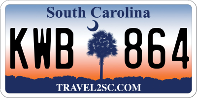 SC license plate KWB864