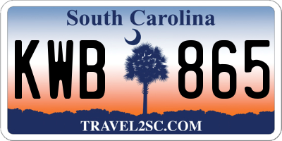 SC license plate KWB865