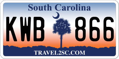 SC license plate KWB866