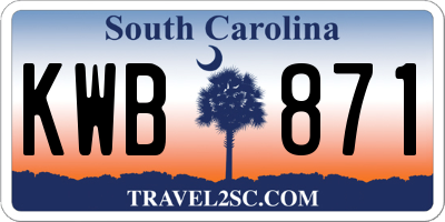 SC license plate KWB871