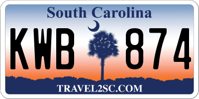 SC license plate KWB874