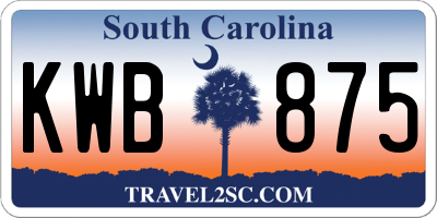 SC license plate KWB875