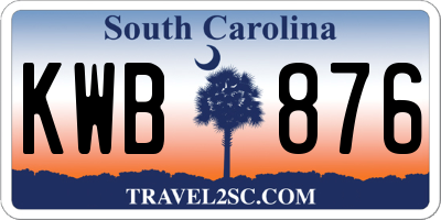 SC license plate KWB876