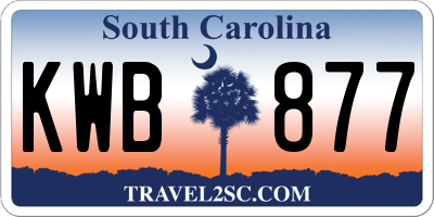 SC license plate KWB877