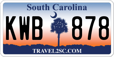 SC license plate KWB878