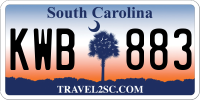 SC license plate KWB883