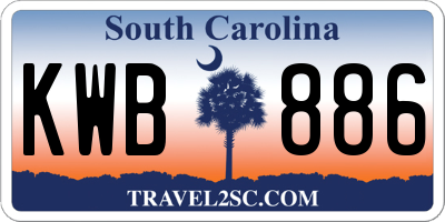 SC license plate KWB886