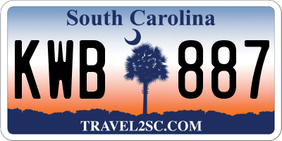 SC license plate KWB887