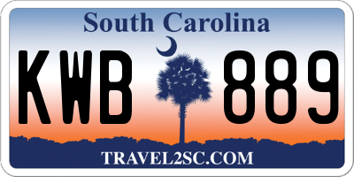 SC license plate KWB889