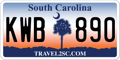 SC license plate KWB890
