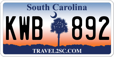 SC license plate KWB892