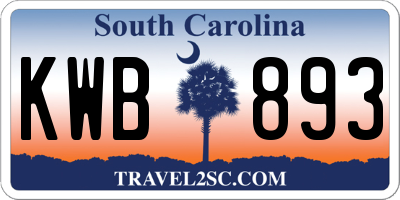 SC license plate KWB893