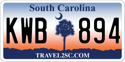 SC license plate KWB894