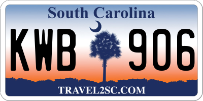 SC license plate KWB906