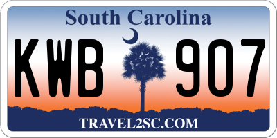 SC license plate KWB907