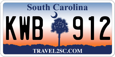 SC license plate KWB912