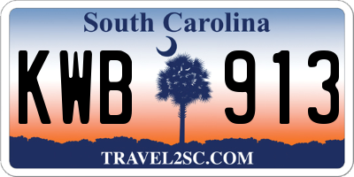 SC license plate KWB913