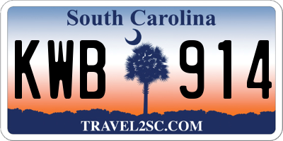 SC license plate KWB914