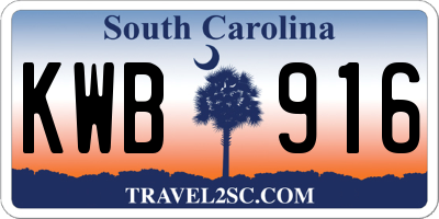 SC license plate KWB916