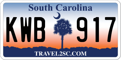 SC license plate KWB917