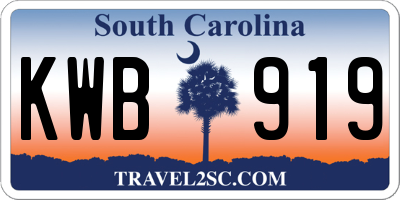 SC license plate KWB919