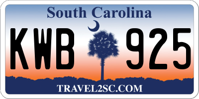 SC license plate KWB925
