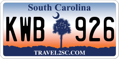 SC license plate KWB926